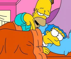 yapboz Yatakta Homer ve Marge